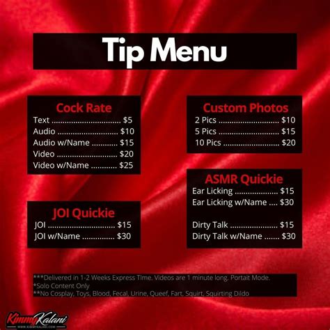 tip menu only fans|Onlyfans FAQ, Custom, Tip Menu : r/onlyfansadvice